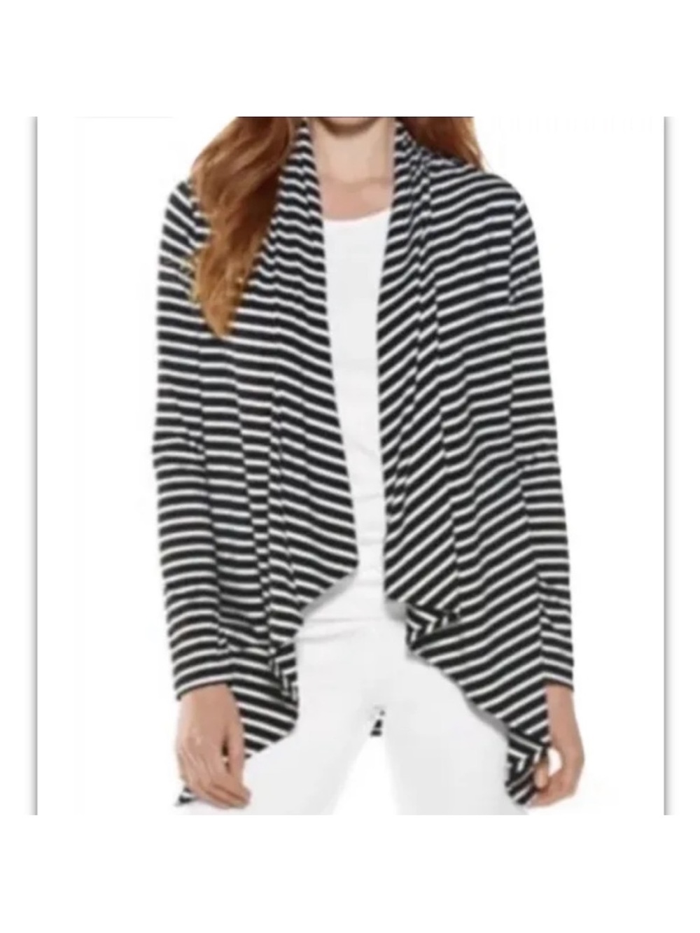 Coolibar Marietas Sun Wrap cardigan top Protective UPF 50+ white black striped